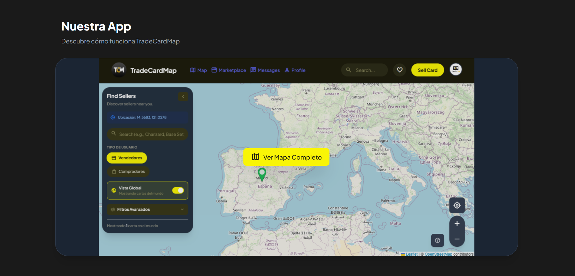 TradeCardMap marketplace
