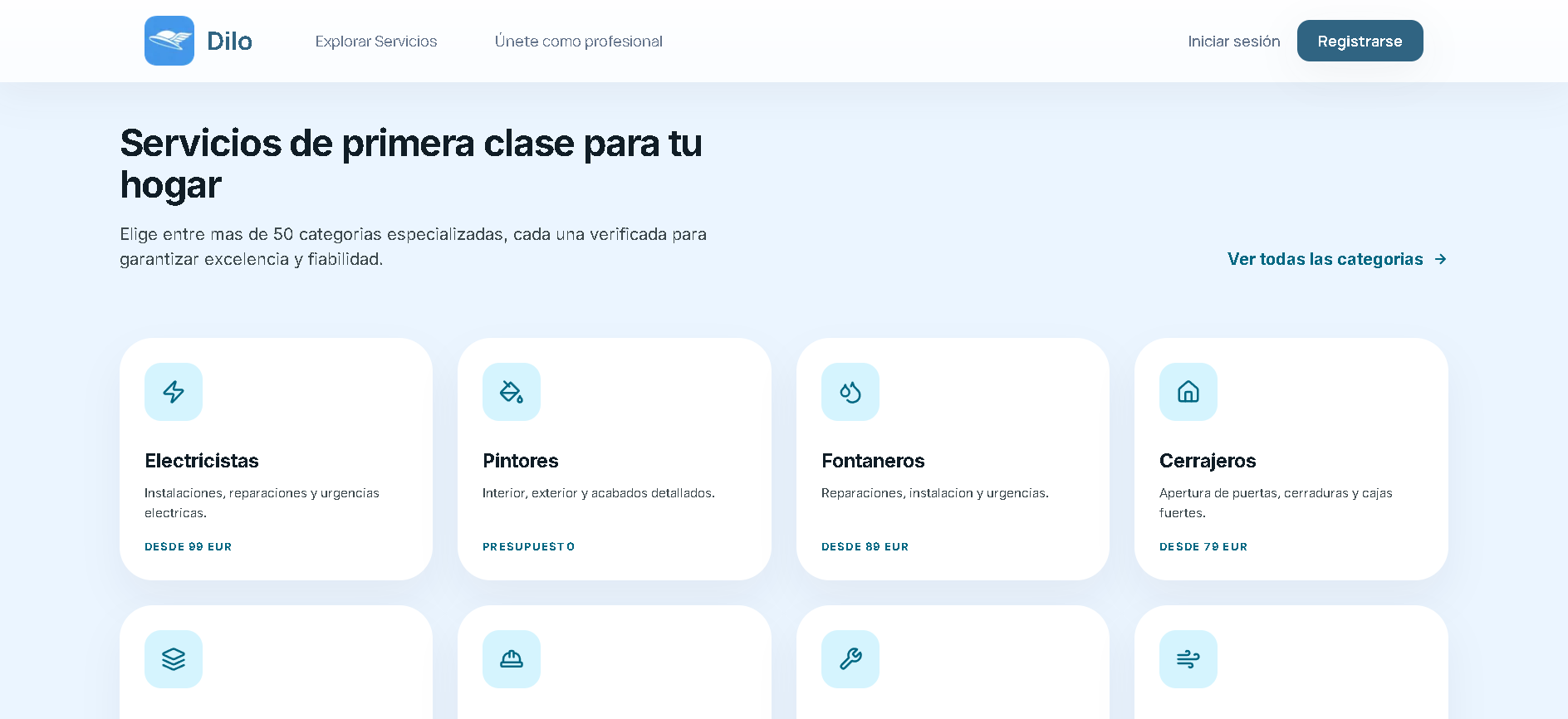 Dilo App - Búsqueda de profesionales con mapa interactivo