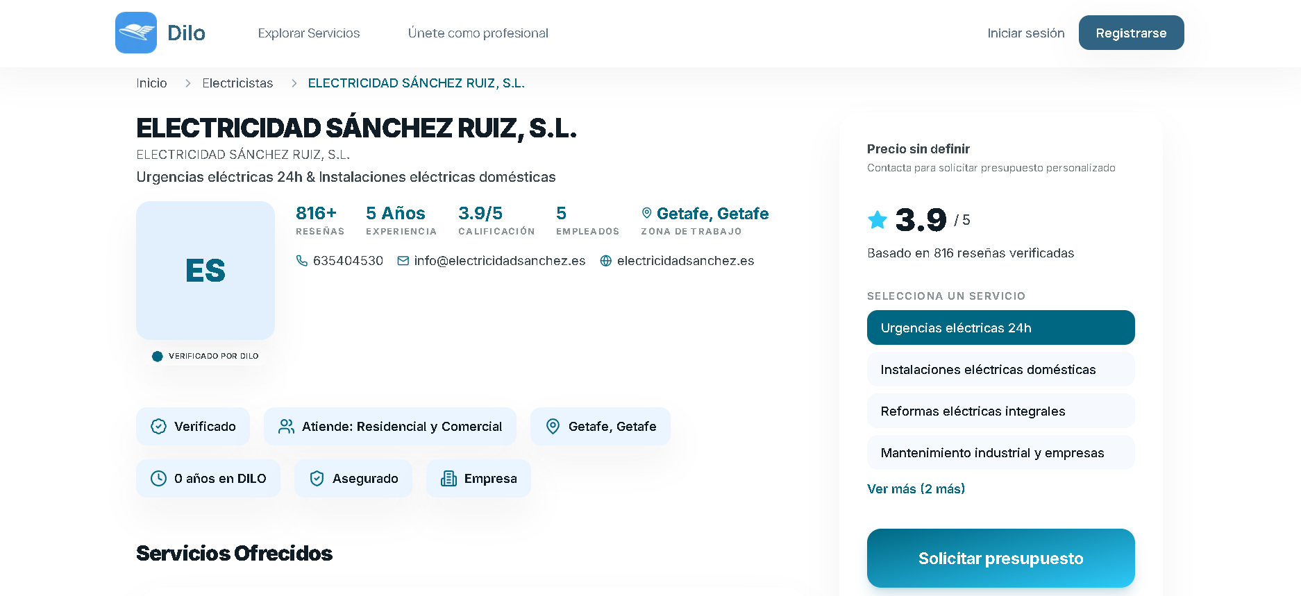Dilo App - Formulario de solicitud de proyecto